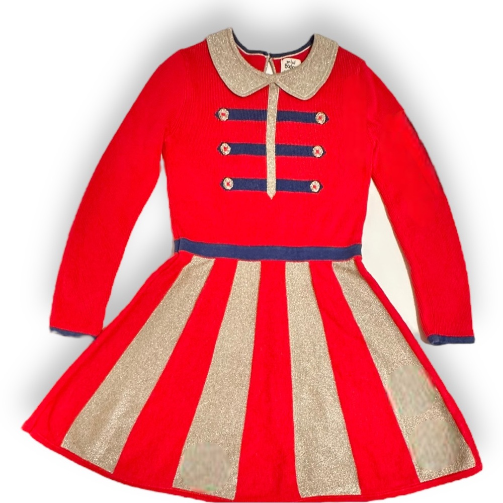 🎄🎁 Mini Boden Sparkle Knit Skater Nutcracker Dress Size 5-6Y 🎁🎄